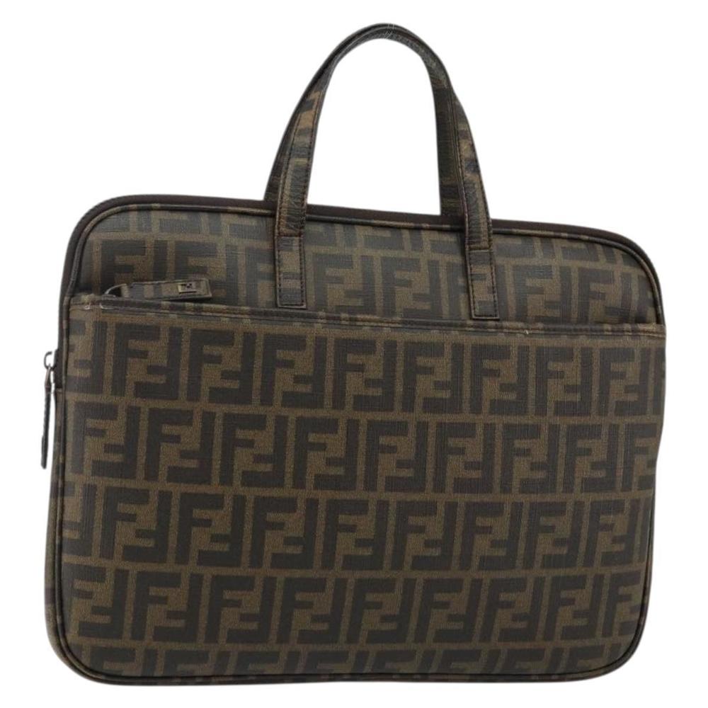 FENDI Zucca Canvas PC Case Black Brown Auth SW1528